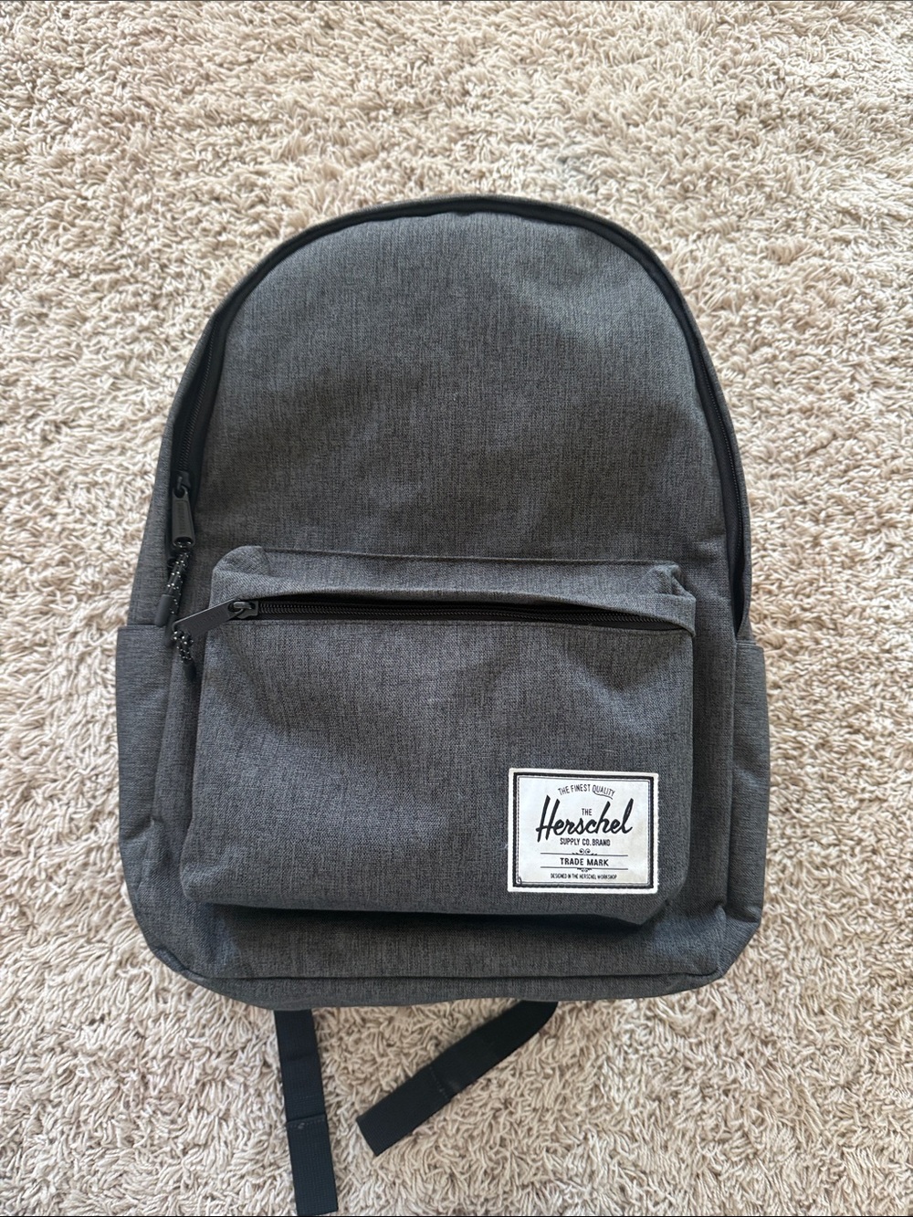 Hershel Backpack Grey Excellent Condition red stripe interior